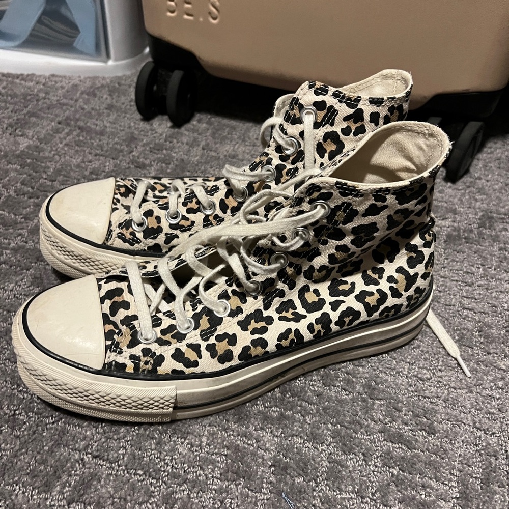 High tops cheetah print converse
